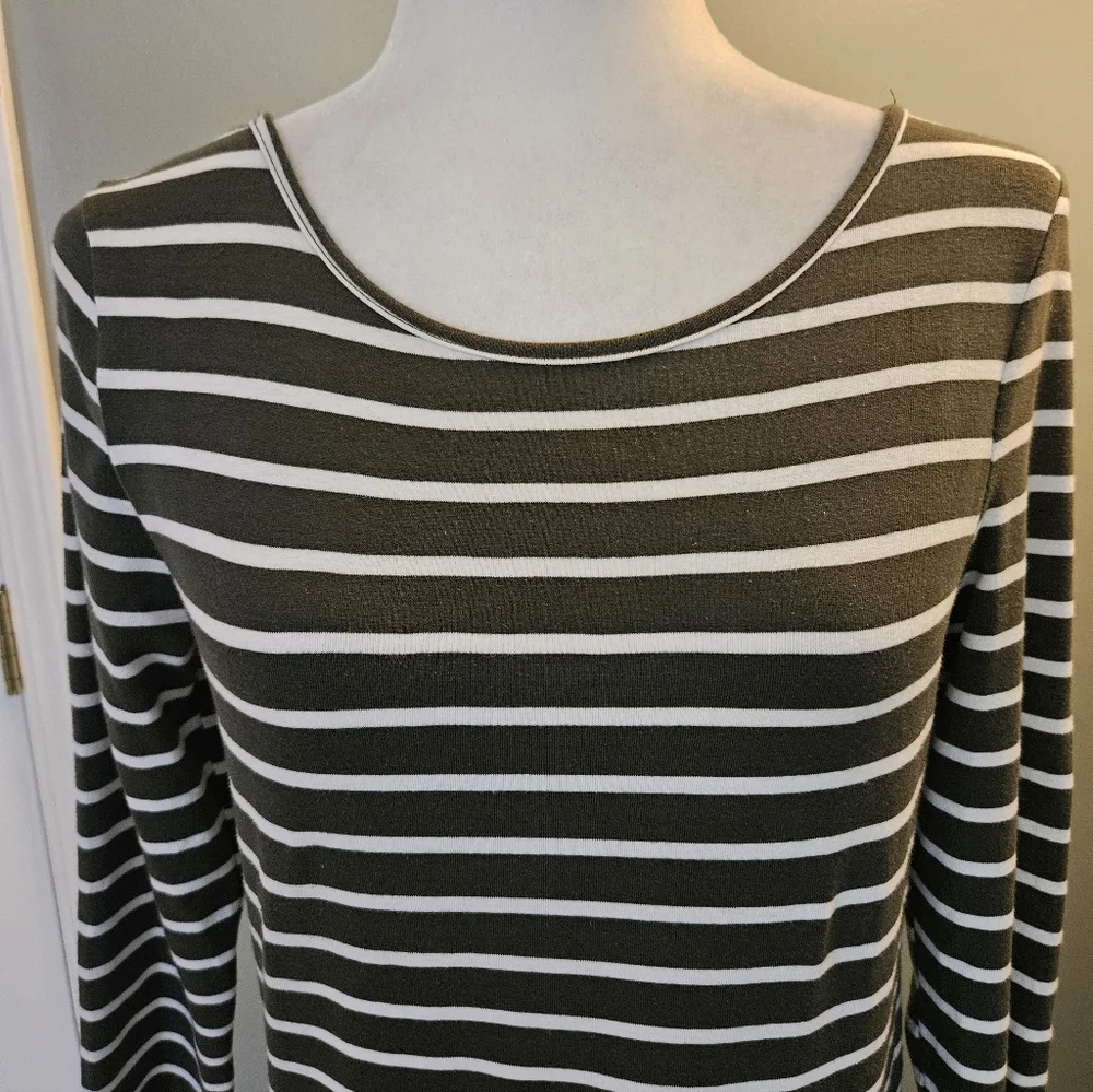 Heart & Hips Women's Size Large L Striped Green and White Maxi Dress